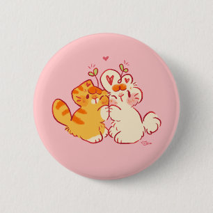 Tobi & Tansy Hug - Cute Cat & Bunny 6 Cm Round Badge