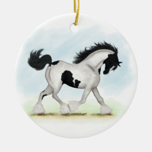 Tobiano Gypsy Vanner Horse Ceramic Ornament
