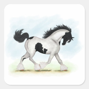 Tobiano Gypsy Vanner Horse Square Sticker