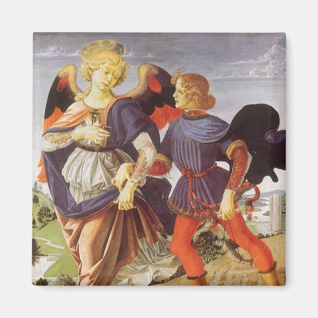 Tobias and the Angel by Andrea del Verrocchio Magnet (Front)