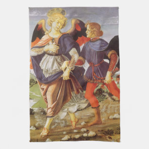 Tobias and the Angel by Andrea del Verrocchio Tea Towel