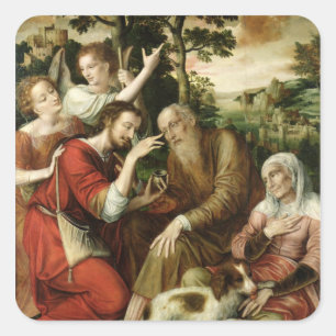 Tobias Curing his Father's Blindness, 1563 Square Sticker