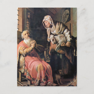 Tobias suspected his wife of stealing by Rembrandt Postcard