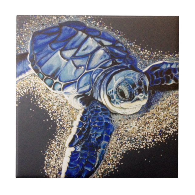 Tobin the baby sea turtle tile (Front)