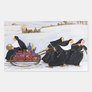 Tobogganing  2 rectangular sticker