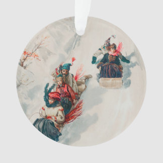 "Tobogganing", Chromolithograph, Louis Prang & Co. Ornament