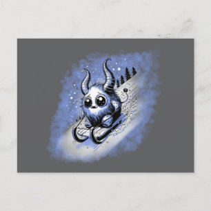 Tobogganing Monster Postcard