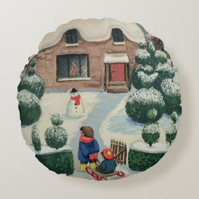 Tobogganing Round Cushion (Front)