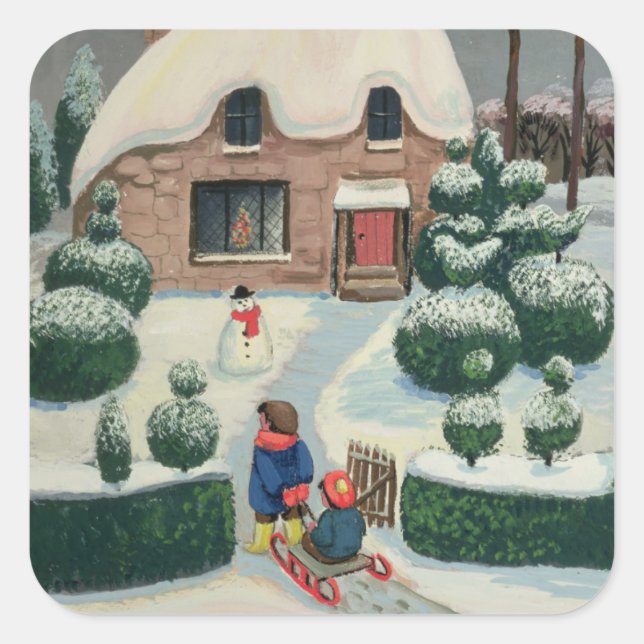 Tobogganing Square Sticker (Front)