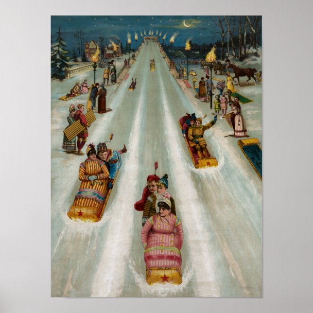 Toboggans On a winter night Poster (Front)