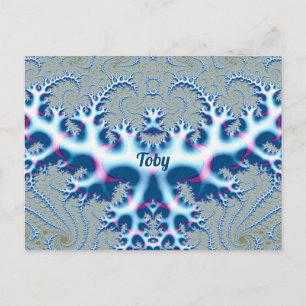 TOBY ~ Icy White and Blue 3D Fractal Design ~ Postcard