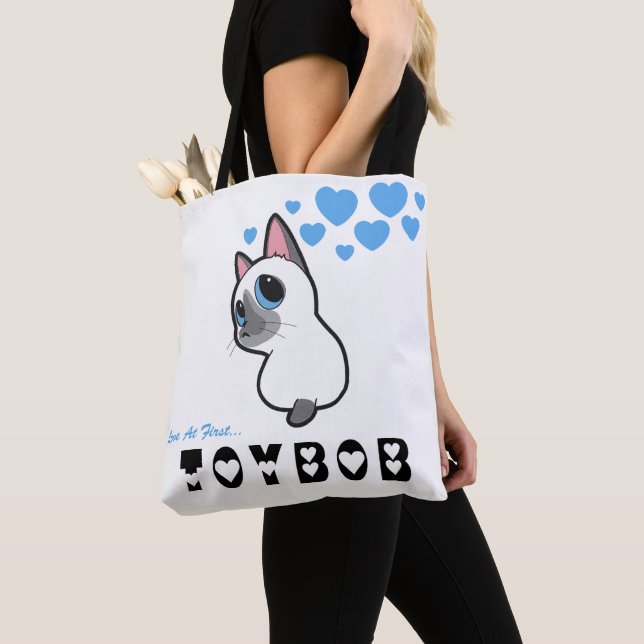 TOBY TOYBOB LOVE AT FIRST TOYBOB BLUE HEARTS TOTE  BAG (Close Up)