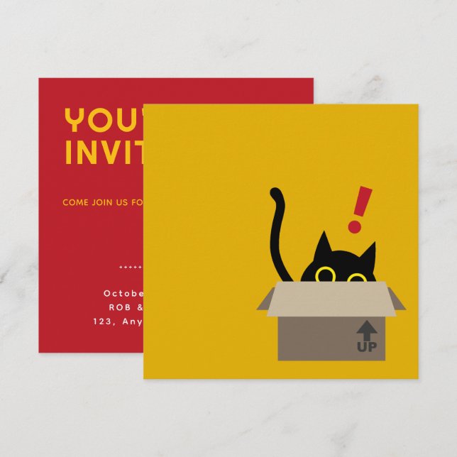 TOC TOC! - Funny Cat Housewarming Invitation Card (Front/Back)
