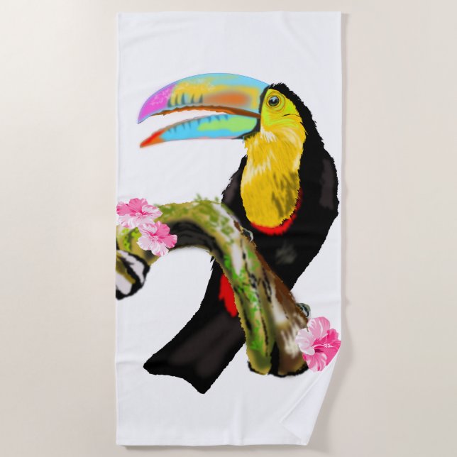 Toco Toucan Bird Beach Towel (Front)
