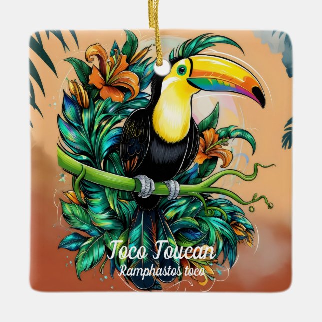 Toco Toucan  Ceramic Ornament (Front)