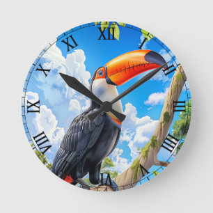 Toco toucan round clock