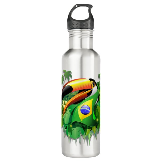 Toco Toucan with Brazil Flag  710 Ml Water Bottle (Front)