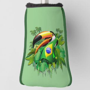 Toco Toucan with Brazil Flag Golf Head Cover