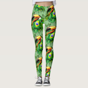 Toco Toucan with Brazil Flag Leggings