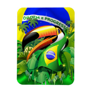 Toco Toucan with Brazil Flag  Magnet