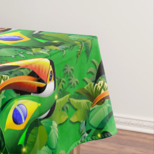 Toco Toucan with Brazil Flag  Tablecloth