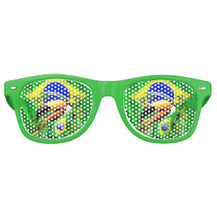 Toco Toucan with Brazil Flag Tie Retro Sunglasses