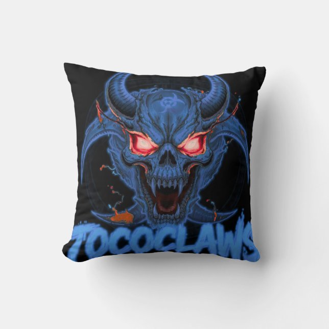 TOCOCLAWS Biohazard Skeleton: Radioactive Gas Mask Cushion (Front)