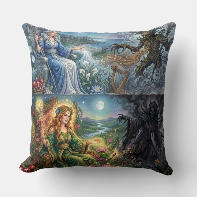 TOCOCLAWS Fantasy Goddess and Tree Monster Magic A Cushion (Front)