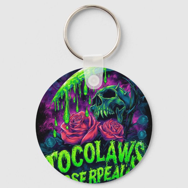 TOCOCLAWS Grim Reaper Skull Slime Rose Horror Key Ring (Front)