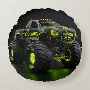 TOCOCLAWS Swamp Beast: Toxic Skull Monster Truck Round Cushion