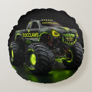 TOCOCLAWS Swamp Beast: Toxic Skull Monster Truck Round Cushion