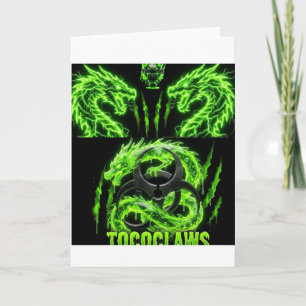 TOCOCLAWS Twin Neon Green Lightning Dragons Card