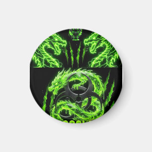 TOCOCLAWS Twin Neon Green Lightning Dragons Magnet