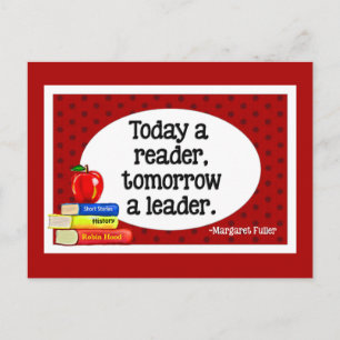 Today A Reader Tomorrow A Leader Red Polka Dots Postcard