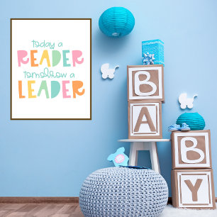 Today a Reader Tomorrow a Leader Typography Poster