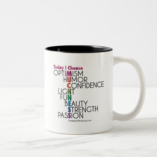 Today, Choose MUCHNESS, Glitter inspirational art Two-Tone Coffee Mug (Right)