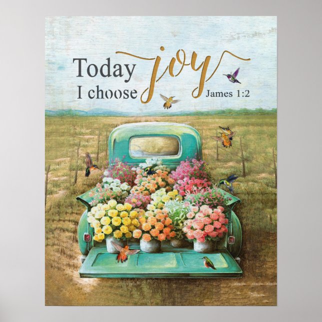 Today I Choose Joy Hummingbird Poster (Front)