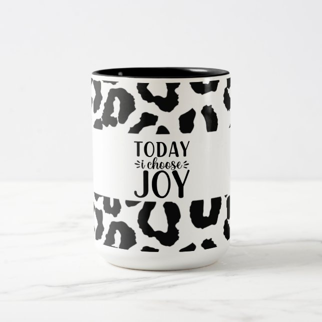 Today I Choose Joy Leopard Pattern Two-Tone Mug (Center)