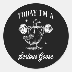 Today I’m A Serious Goose Funny Lifting Weights Gy Classic Round Sticker