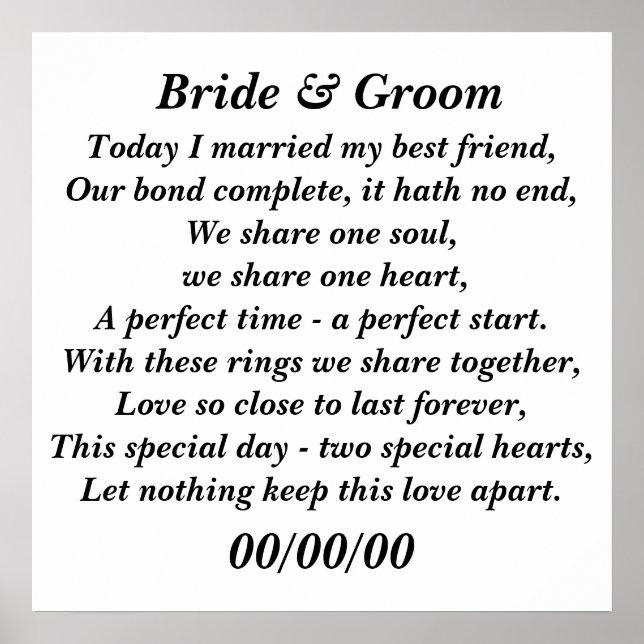 Today I married my best friend customise it! Poster (Front)