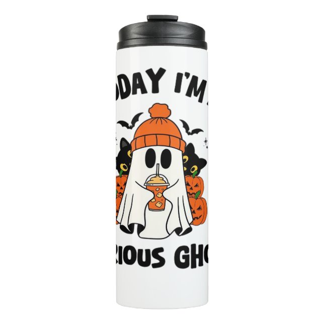 TODAY I'M A SERIOUS GHOST COFFEE PUMPKIN HALLOWEEN THERMAL TUMBLER (Front)