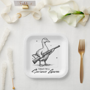 Today I'm A Serious Goose Lovers Goose With Gun Paper Plate