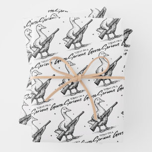Today I'm A Serious Goose Lovers Goose With Gun Wrapping Paper Sheet