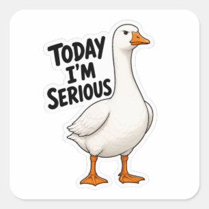 Today I'm Serious Goose Cartoon Art Square Sticker
