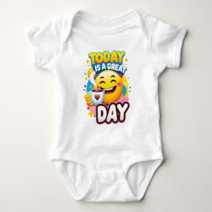 Today is a Big Day - Colorful Design Happy Emoji Baby Bodysuit