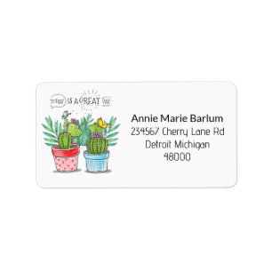 Today Is A Great Day Butterfly Cactus Address  Label