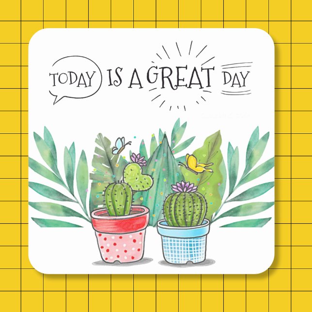 "Today Is A Great Day" Butterfly Cactus Stickers ("Today Is A Great Day" Butterfly Cactus Stickers)