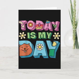 Today Is Groundhog Day Funny Women Retro 60s Daisy Card
