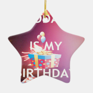 Today is My Birthday Art Print Ceramic Tree Decoration