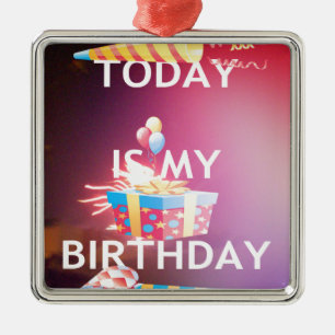 Today is My Birthday Art Print Metal Tree Decoration